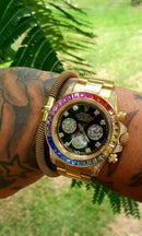 Relógio Rolex Daytona Rainbow Black Dial Yellow