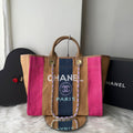 Bolsa Straw Raffia Calfskin Deauville Tote