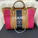 Bolsa Straw Raffia Calfskin Deauville Tote