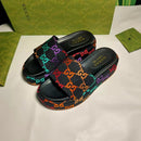 Gucci Slide Platform White Angelina Rainbow