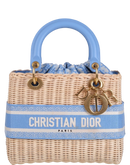 Lady Dior Natural Wicker & Light Blue Oblique Jacquard