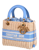 Lady Dior Natural Wicker & Light Blue Oblique Jacquard