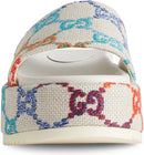Gucci Slide Platform White Angelina Rainbow