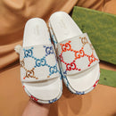 Gucci Slide Platform White Angelina Rainbow