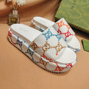 Gucci Slide Platform White Angelina Rainbow