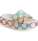 Gucci Slide Platform White Angelina Rainbow