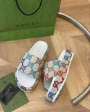Gucci Slide Platform White Angelina Rainbow