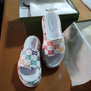Gucci Slide Platform White Angelina Rainbow