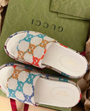 Gucci Slide Platform White Angelina Rainbow